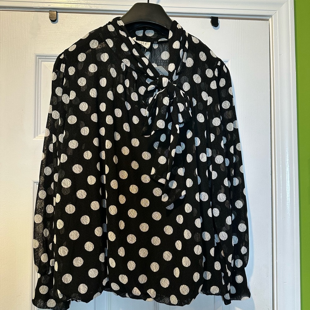 Elegant Black and White Polka Dot Blouse